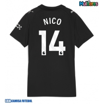 Camisa de Futebol Manchester City Nico Gonzalez #14 Equipamento Secundário Mulheres 2025-26 Manga Curta